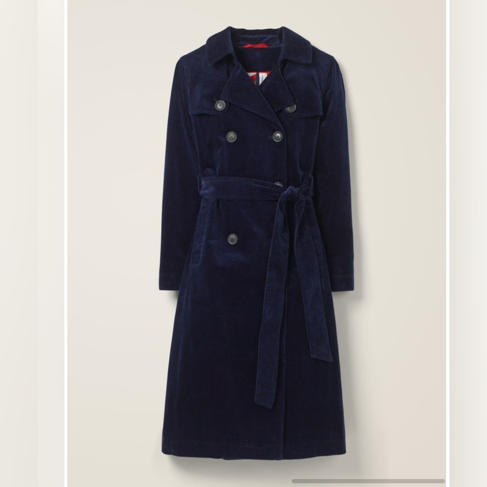 Boden Navy Corduroy Markham Trench Coat UK 8 / US 4